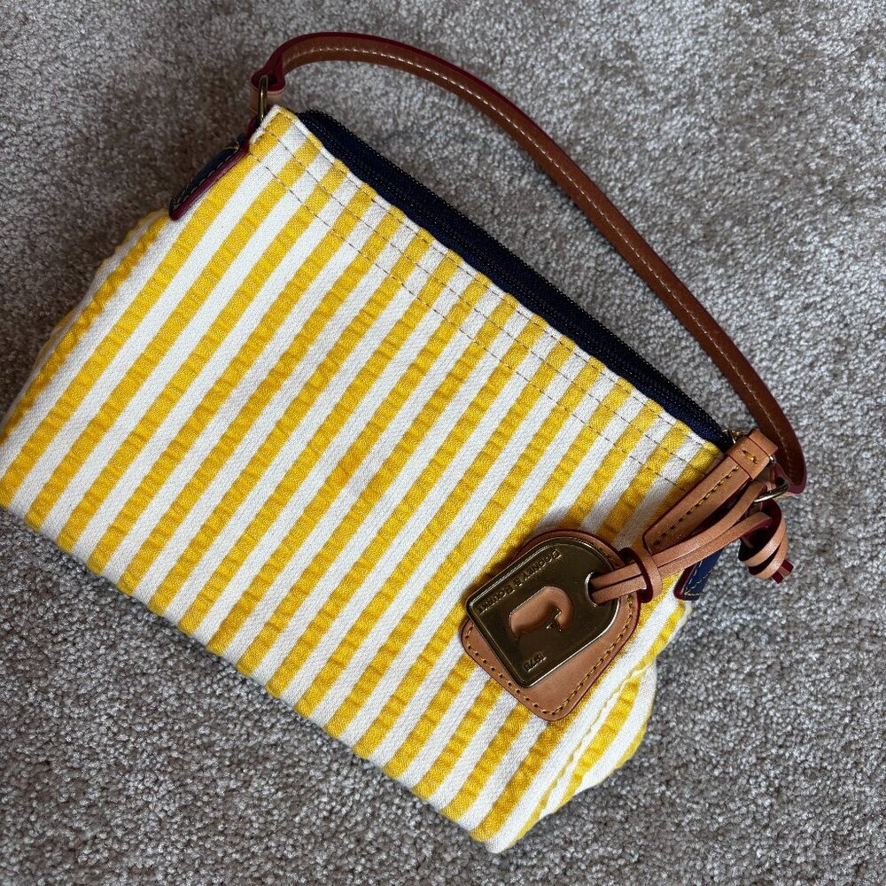 Dooney & Bourke 1975 Yellow & White Striped Mini Handbag – New